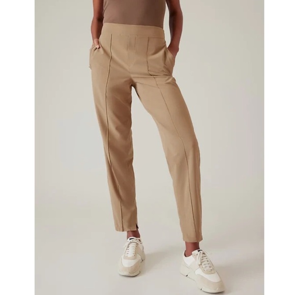 Athleta Brooklyn Heights High Rise Pant, Big Sur Brown, Ankle Pants size 12P - Picture 2 of 7
